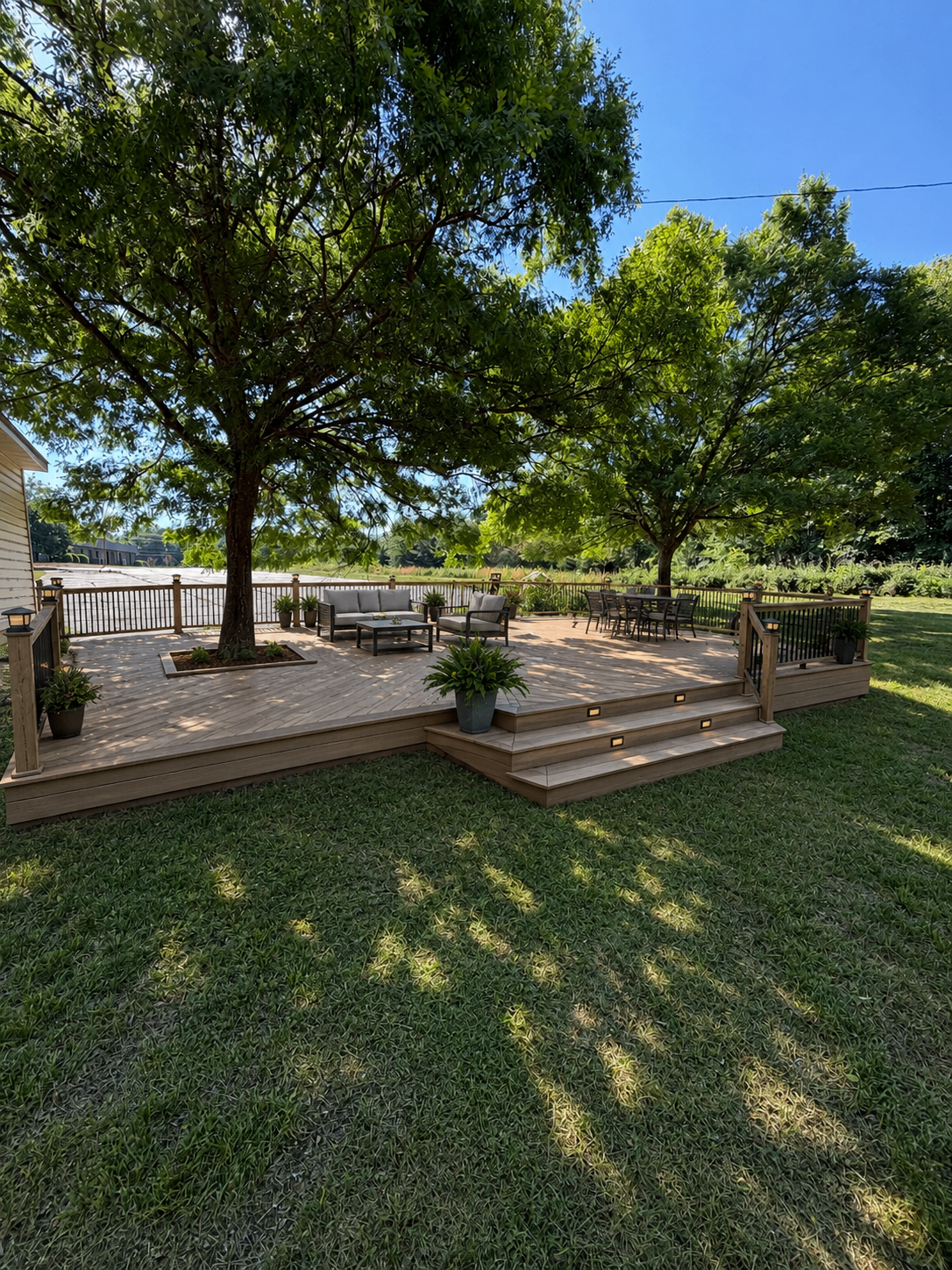 Playground Rest Area — Multi-Level Shaded Deck & Gathering Space — rendering